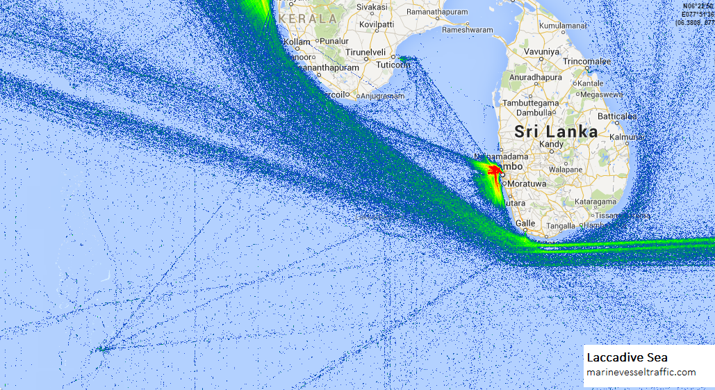 Live Marine Traffic, Density Map and Current Position of ships in LACCADIVE SEA